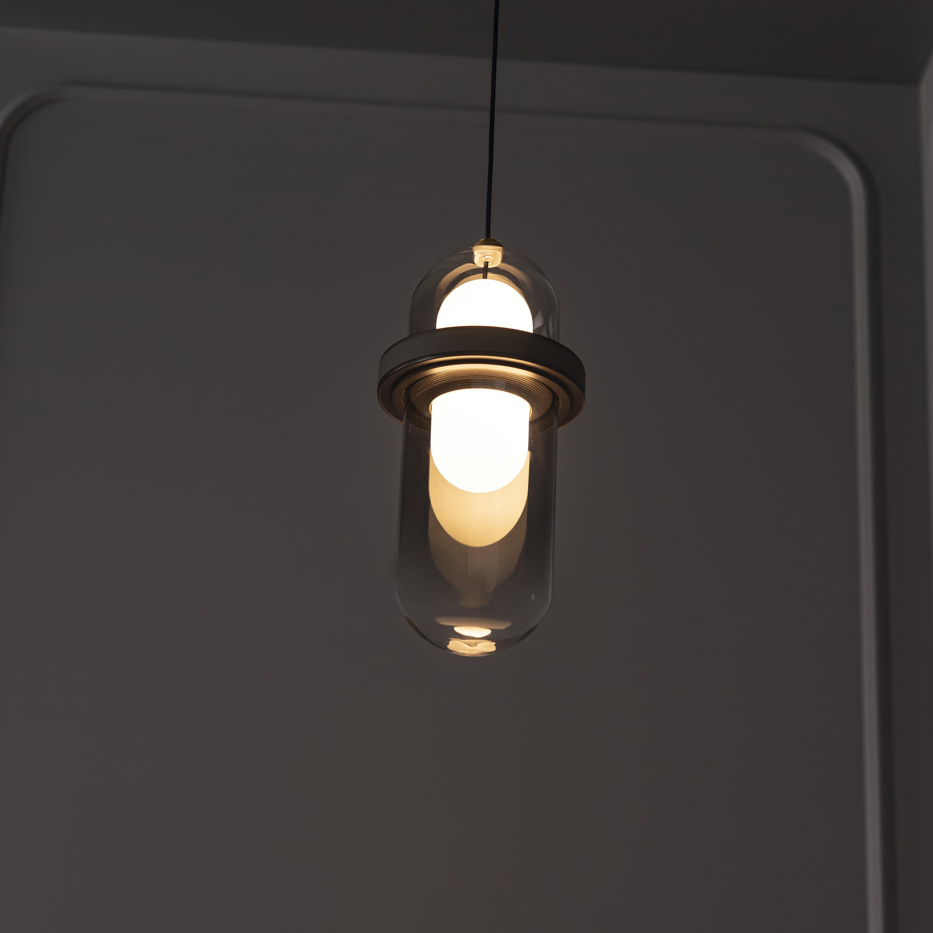 Kabil Single Smoked Glass Gray Pendant Light 28 Cm | Modern Decorative Lighting For Homes & Hotels - Heka Lighting & Trading Limited