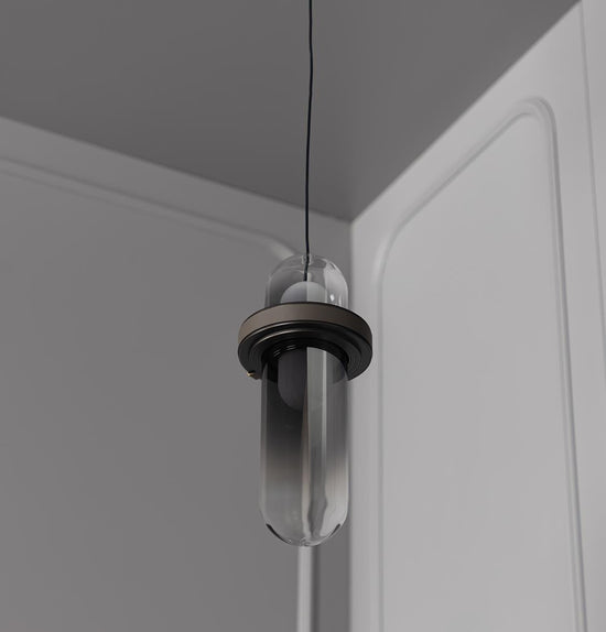 Kabil Single Smoked Glass Gray Pendant Light 37 Cm