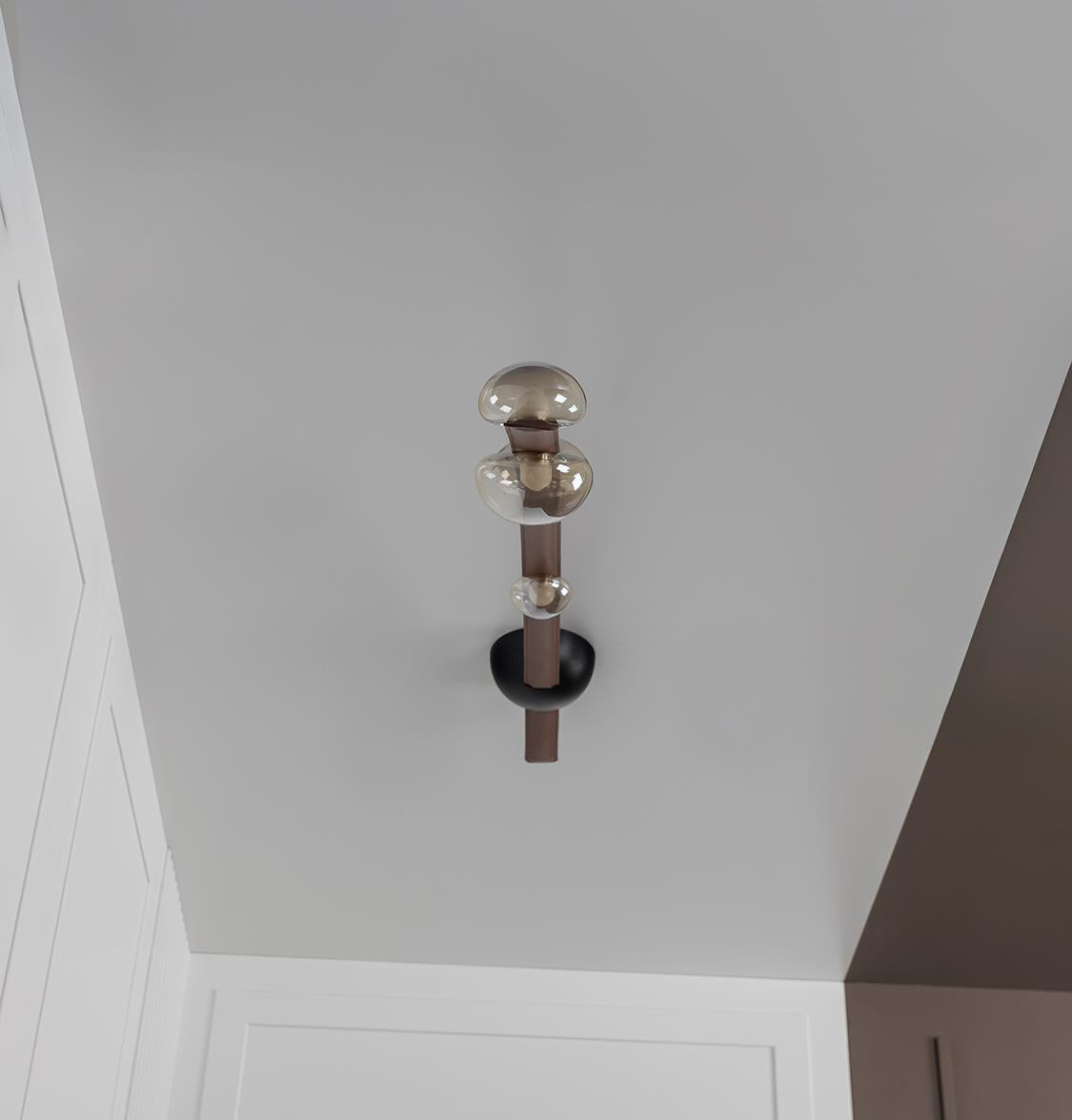 Kinşasa Brown Leather Four Honey Glass Plafonier - Heka Lighting & Trading Limited