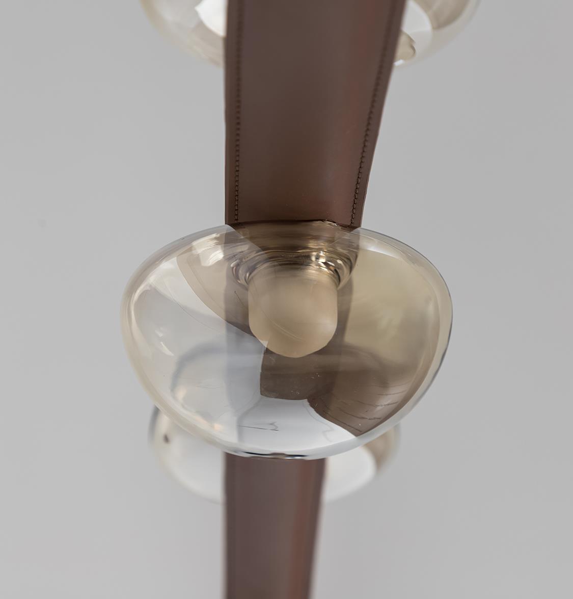 Kinşasa Brown Leather Four Honey Glass Plafonier - Heka Lighting & Trading Limited