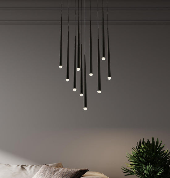 Madrid Single Black Torch Led Pendant Light Chandelier