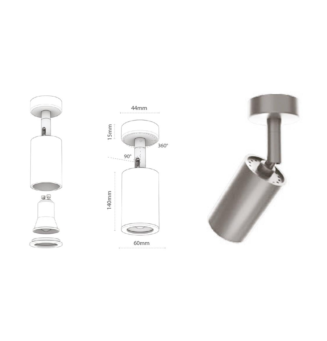 Mia Chrome Flat Spot 6X14Cm | Modern Decorative Lighting For Homes & Hotels - Heka Lighting & Trading Limited