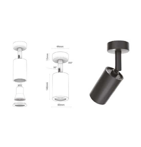 Mia Black Flat Spot 6X14 Cm