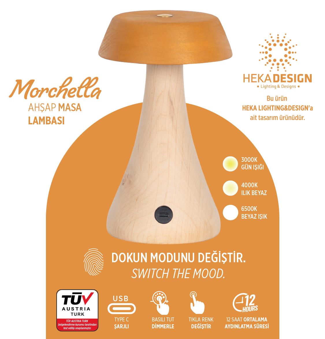 Morchella Rechargeable Yellow Table Lamp - Heka Lighting & Trading Limited