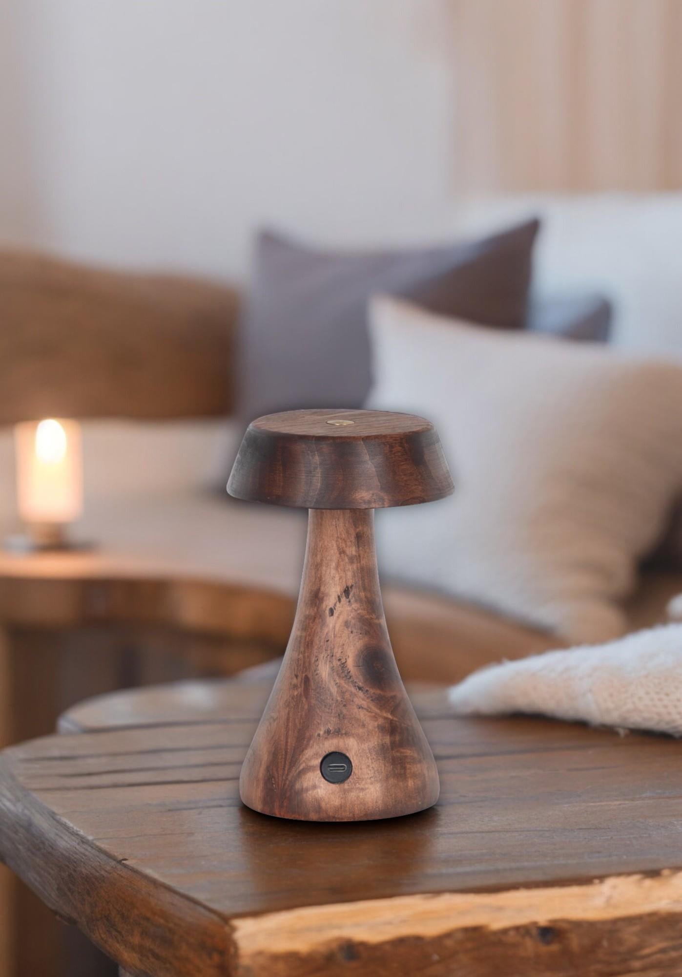 Morchella Rechargeable Wenge Table Lamp - Heka Lighting & Trading Limited