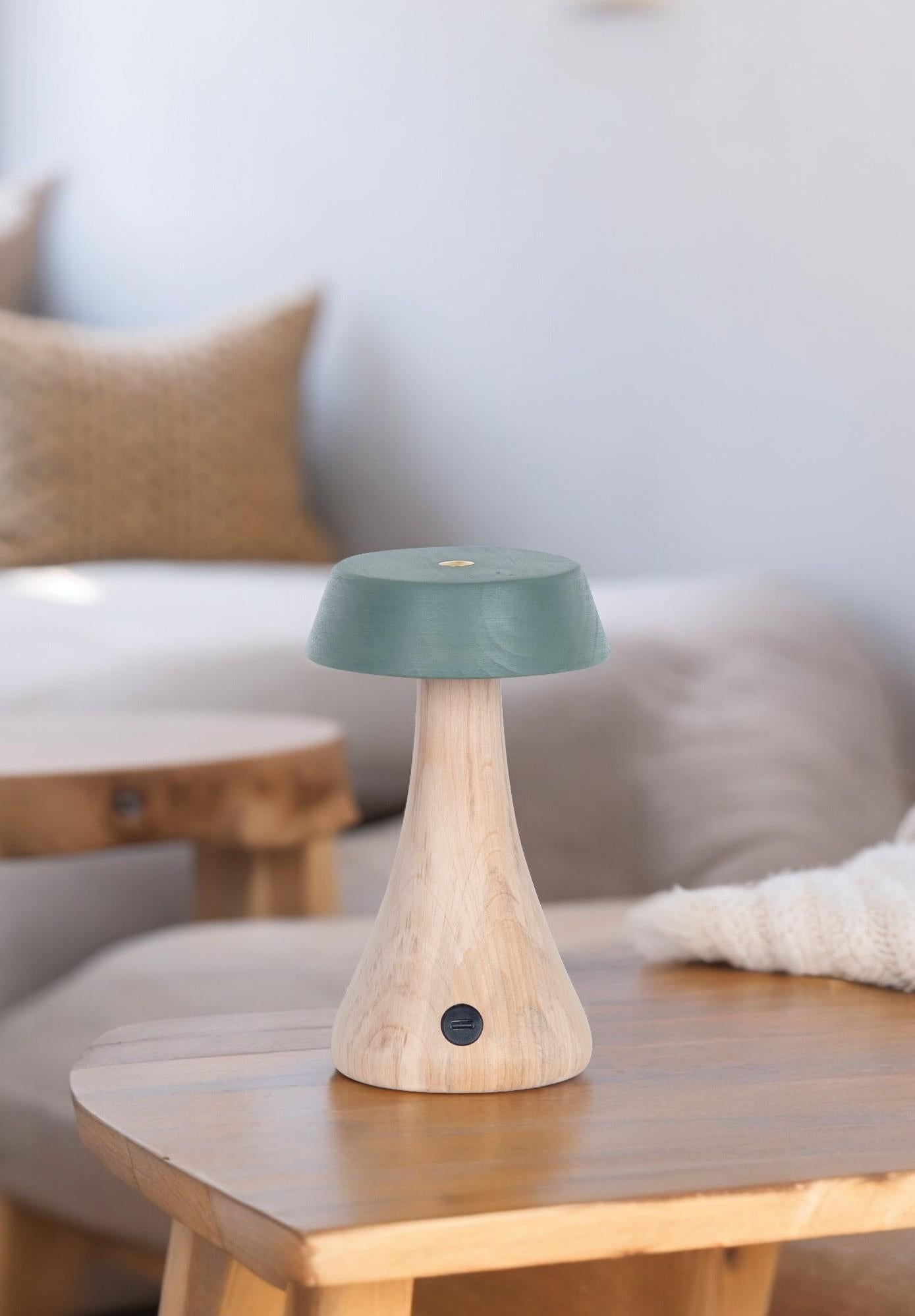 Morchella Rechargeable Green Table Lamp - Heka Lighting & Trading Limited