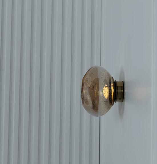 Odense Bubbly Flat Honey Glass Antique Led Wall Sconce