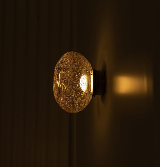 Odense Bubbly Flat Honey Glass Antique Led Wall Sconce