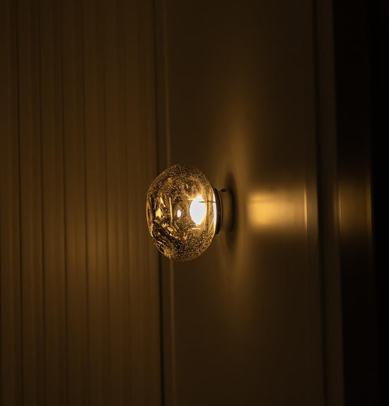 Odense Bubbly Flat Smoked Glass Chrome Led Wall Sconce