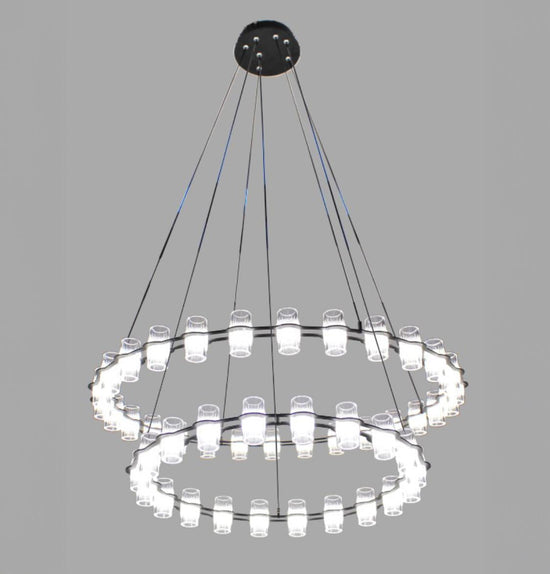Panama 16+28 Transparent Acrylic Black Chandelier