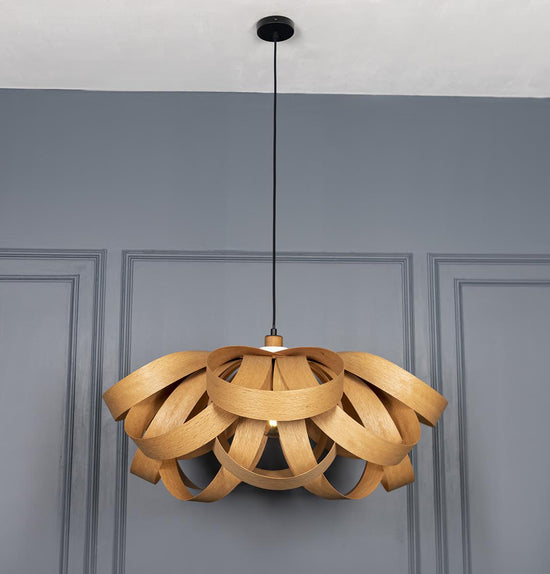 Papirus Double-Stacked Oak Pendant Light Chandelier