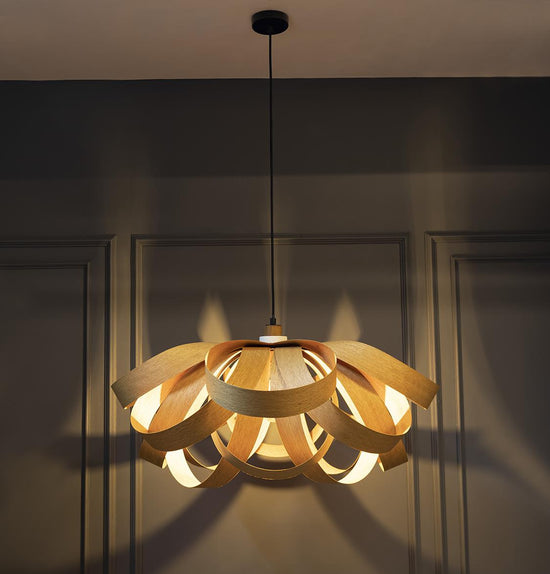 Papirus Double-Stacked Oak Pendant Light Chandelier