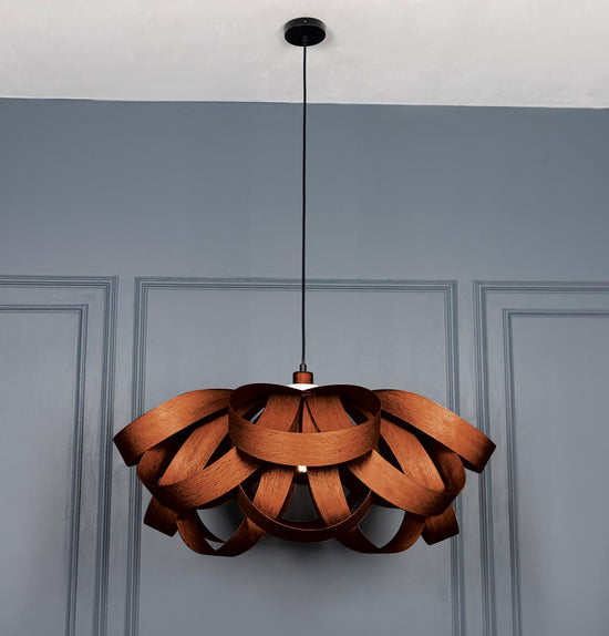 Papirus Double-Stacked Wenge Pendant Light Chandelier