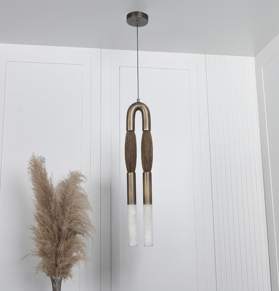 Pony Horse Hair Dark Antique Marble Pendant Light Big Chandelier