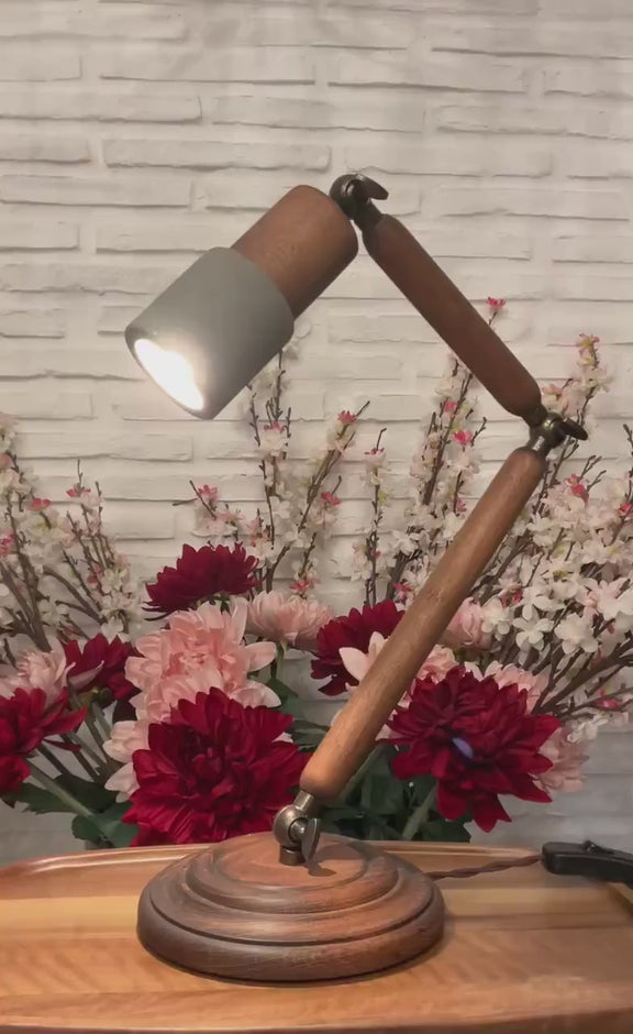Wood & Concrete Table Lamps, Home Decor Handmade Reading Light, Art Deco Housewarming Gift, Vintage Desk Lighting MODEL : TOCHI