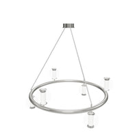 Bükreş 6-Piece Chrome Stainless Transparent Glass Chandelier 68 Cm