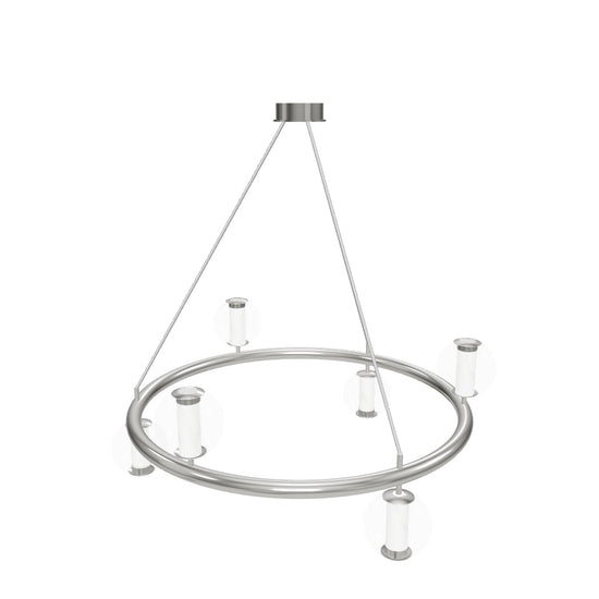 Bükreş 6-Piece Chrome Stainless Transparent Glass Chandelier 68 Cm