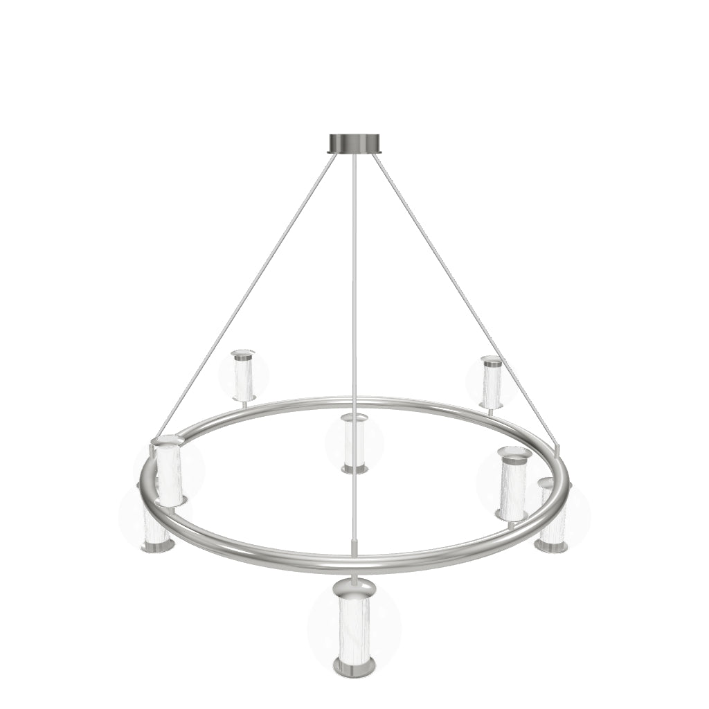Bükreş 8-Piece Chrome Stainless Transparent Glass Chandelier 80Cm