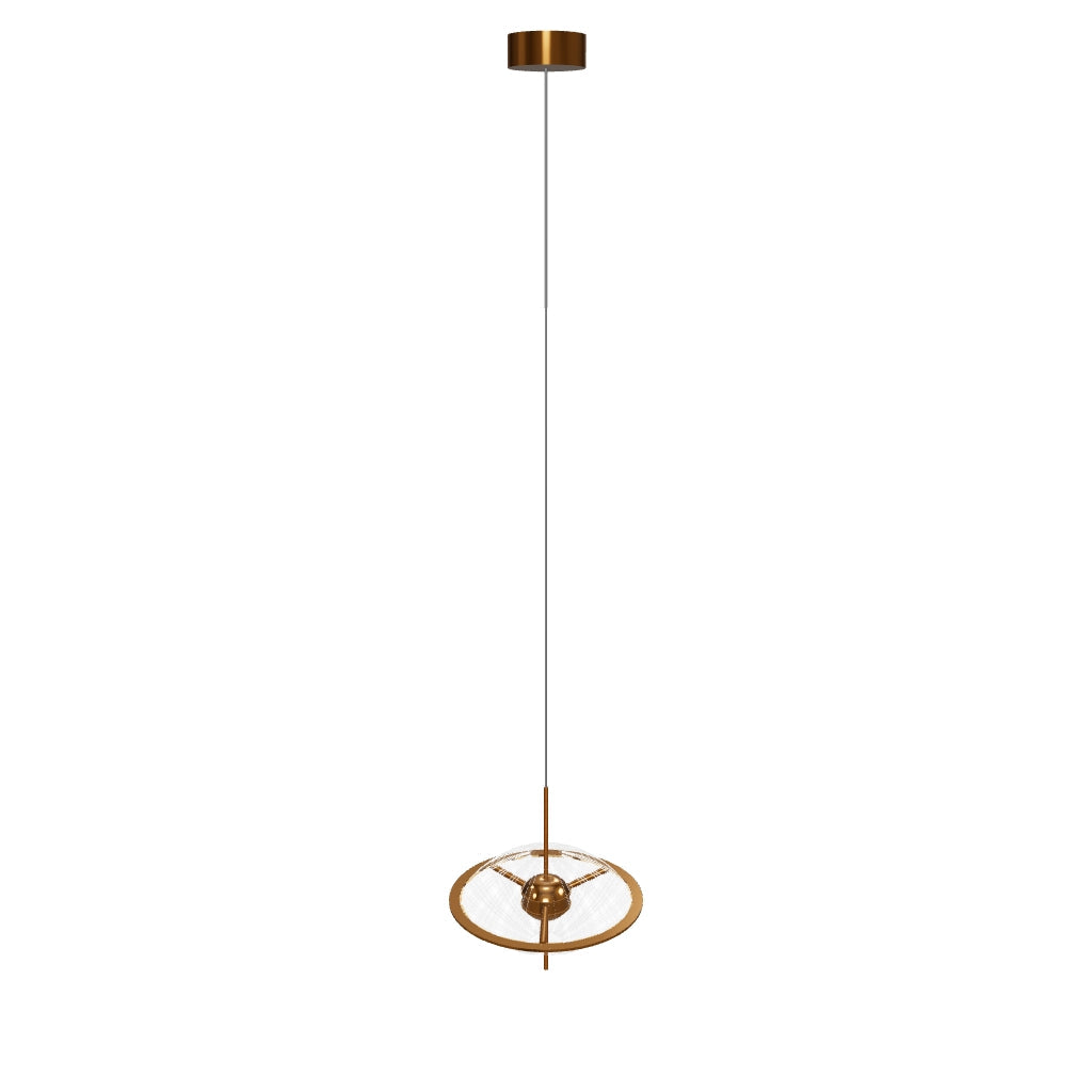 Carina Single Flattened Transparent Acrylic Gold Pendant Light 30 Cm