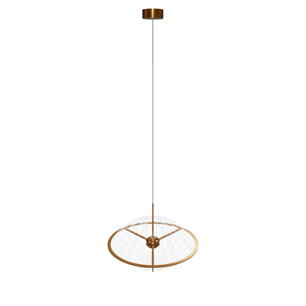 Carina Single Flattened Transparent Acrylic Gold Pendant Light 60 Cm