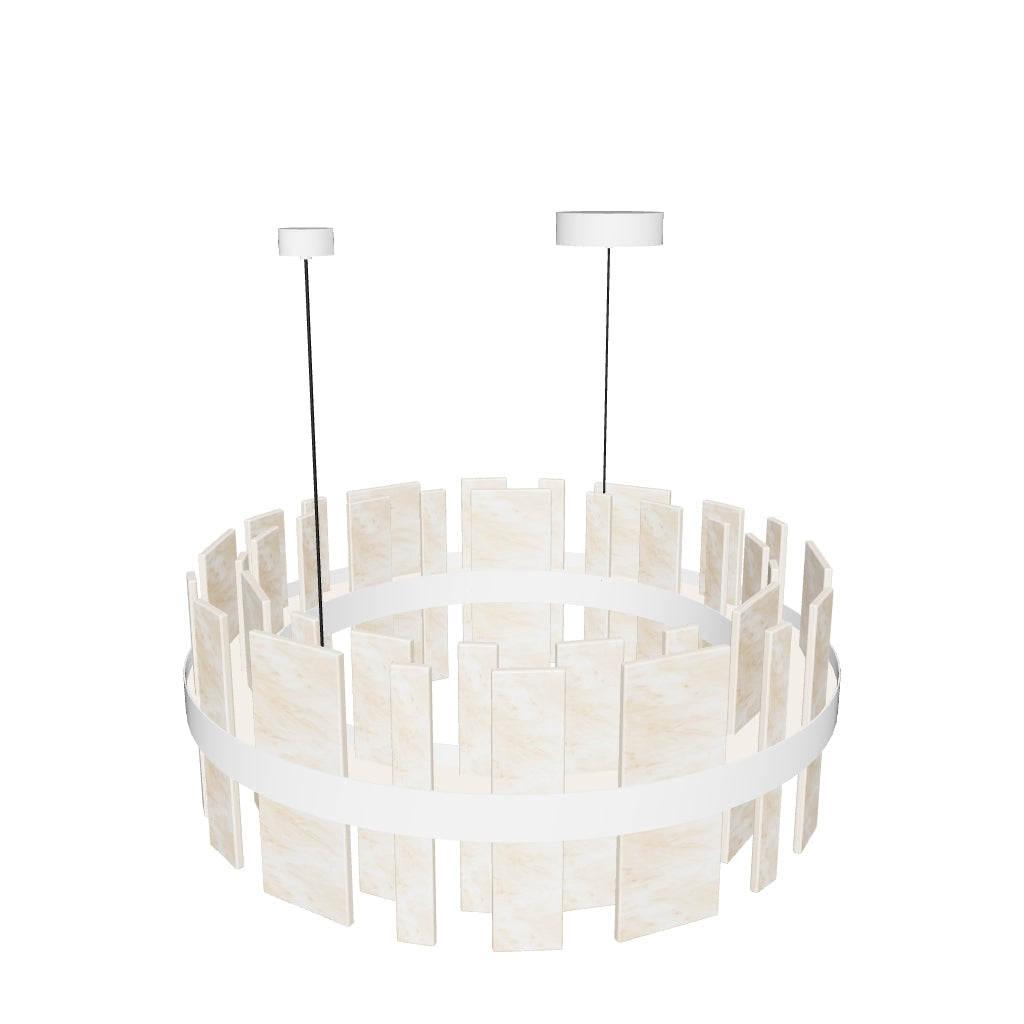 Ekho Marble Brushed Brass Pendant Light Chandelier 80 Cm