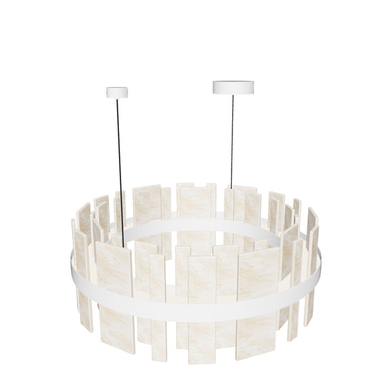 Ekho Marble Brushed Brass Pendant Light Chandelier 80 Cm