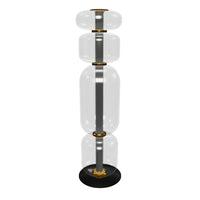 Seul Four Smoked Glass Brushed Brass Marble Floor Lamp