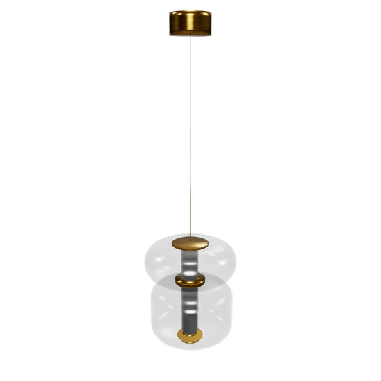 Seul Double Smoked Glass White Marble Antique Pendant Light