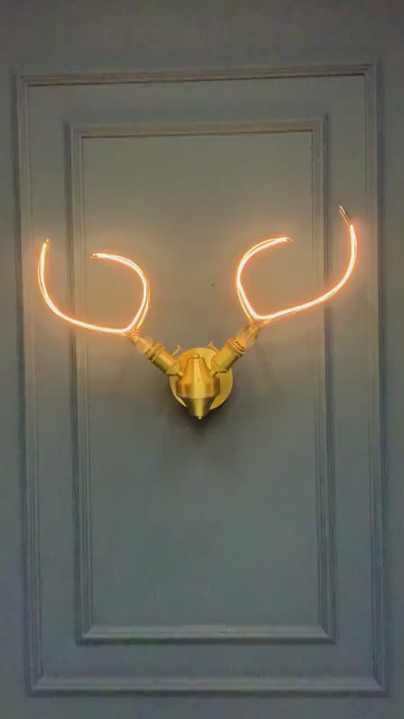 Horn Shaped Bulb Brass Sconce, Fireplace Wall Light, Home Decor Mid Century Lighting, Art Deco Lamp for Farm House. MODEL: GALATA