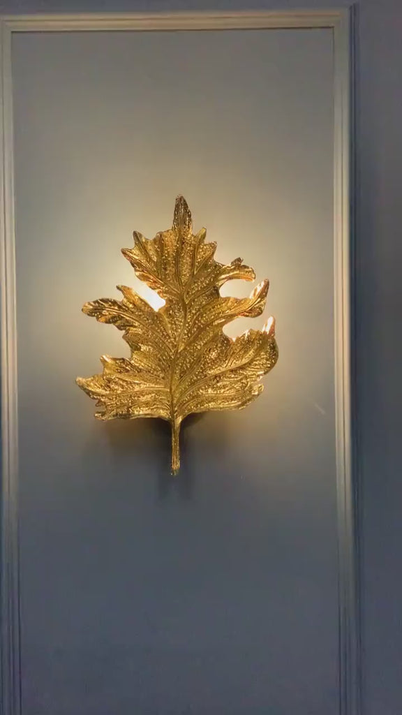 Sycamore Single Leaf Sconce, Natural Shaped Wall Lighting, Handmade Hanging Gold Lamp, Home decor Vintage Design light, MODEL : GENCE