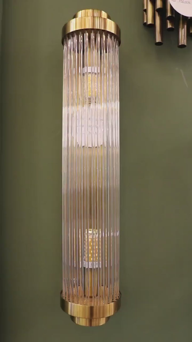 Unique Glass Rod Wall Lamp, Handmade Brass Wall Lamp, Modern Decor Bedside Light Fixture, Black Hanging Sconce, MODEL : SUMELA