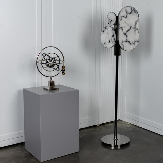 Regina Platinum Marble Floor Lamp | Modern Decorative Lighting For Homes & Hotels