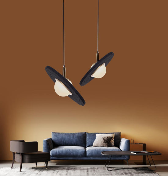 Şalık Antique Black Concrete Led Pendant Light Chandelier 30 Cm