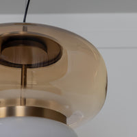 Salvador Honey & White Glass Antique Pendant Light 27 Cm - Heka Lighting & Trading Limited