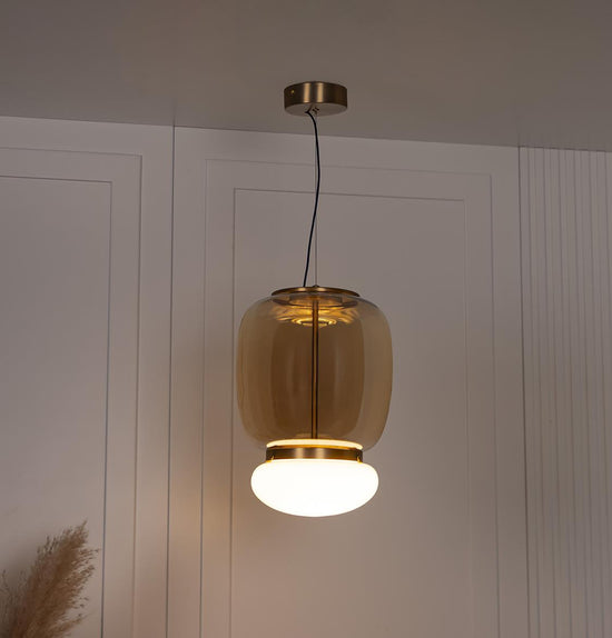 Salvador Honey & White Glass Antique Pendant Light 40 Cm