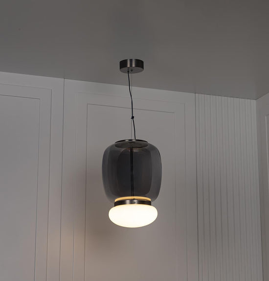 Salvador Smoked & White Glass Antique Pendant Light 40 Cm