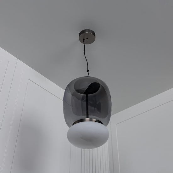 Salvador Smoked & White Glass Antique Pendant Light 40 Cm