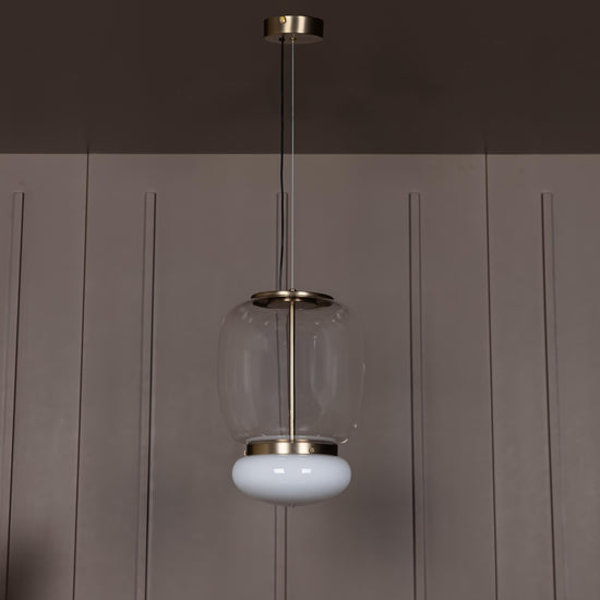 Salvador Transparent & White Glass Antique Pendant Light 40 Cm