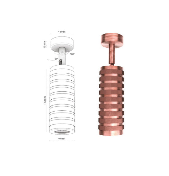 Selina Copper Serrated Spotlight 4X12 Cm