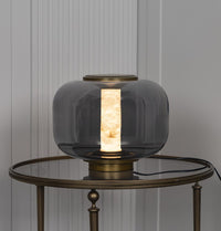 Seul Smoked Glass White Marble Antique Table Lamp - Heka Lighting & Trading Limited