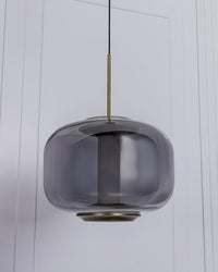 Seul Smoked Glass White Marble Antique Pendant Light 23 Cm - Heka Lighting & Trading Limited