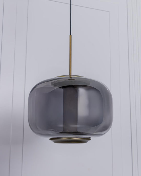 Seul Smoked Glass White Marble Antique Pendant Light 23 Cm