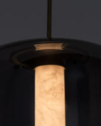 Seul Smoked Glass White Marble Antique Pendant Light 23 Cm - Heka Lighting & Trading Limited