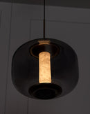 Seul Smoked Glass White Marble Antique Pendant Light 23 Cm - Heka Lighting & Trading Limited