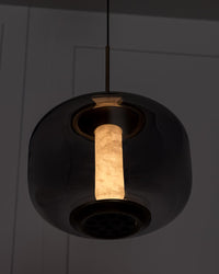 Seul Smoked Glass White Marble Antique Pendant Light 23 Cm - Heka Lighting & Trading Limited