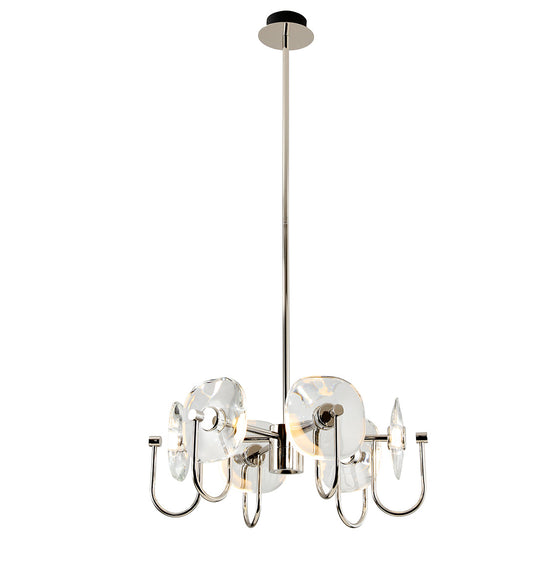 Üsküp 6-Piece Transparent Crystal Chrome Living Room Chandelier