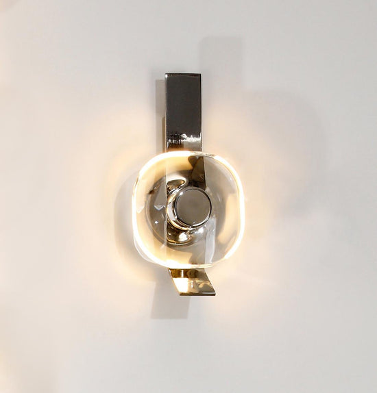 Üsküp Transparent Crystal Chrome Single Led Wall Sconce