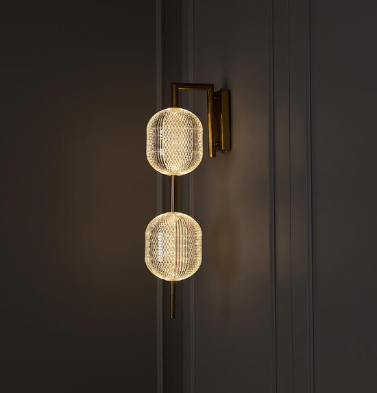 Sofia Double Acrylic Antique Wall Sconce 62 Cm