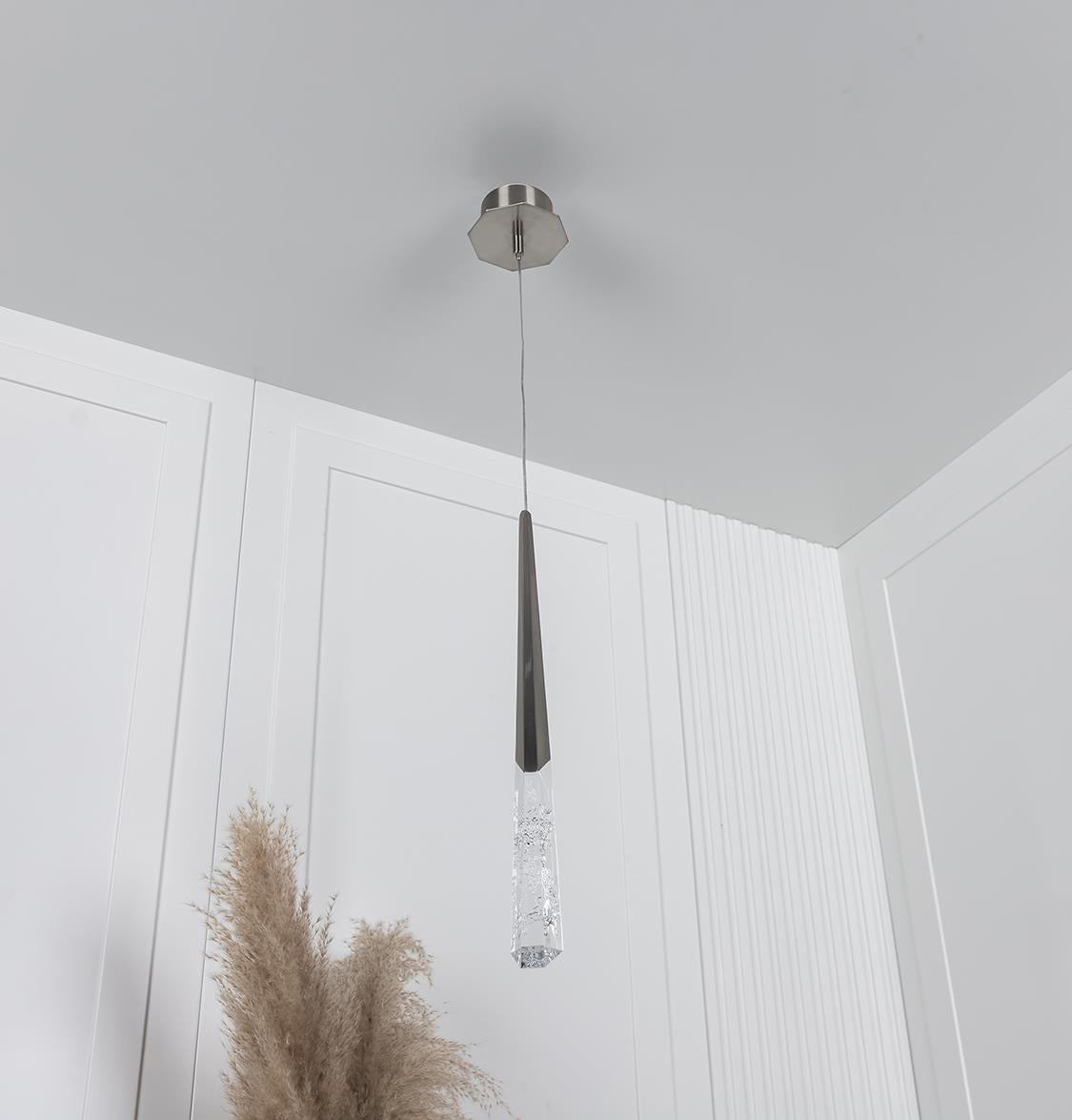 Surinam Crystal Acrylic Nickel Single Pendant Light - Heka Lighting & Trading Limited