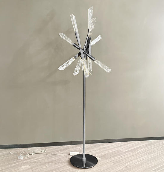 Surinam Crystal Acrylic Nickel Floor Lamp